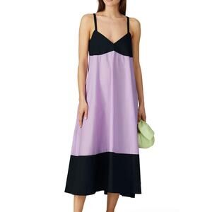Veda Dress Womens X Large Rio Purple Black Colorblock Midi Cotton